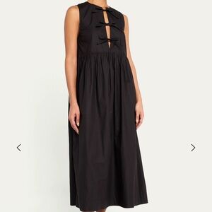 Ganni Black Cut Out Tie Front Midi Dress